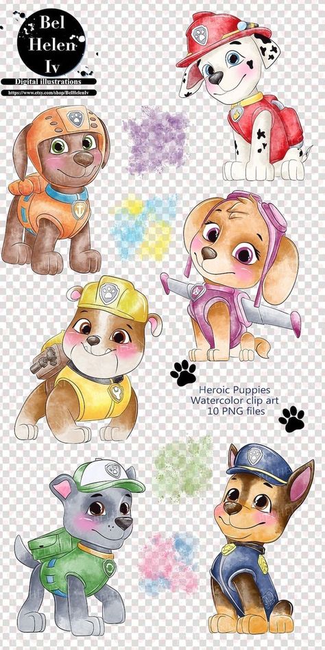 Paw Patrol Tower, Cute Dog Clipart, Paw Patrol Clipart, Creative Clips Clipart, Watercolor Frame, Puppies Cute, Paw Patrol Characters, Marshall Paw Patrol, Paw Patrol Cake