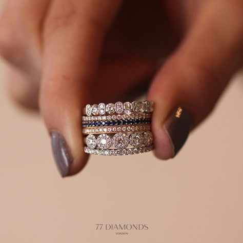 Love stackable eternity bands Tato Phoenix, 77 Diamonds, Stacked Wedding Rings, Body Chains, Bohol, Epilator, Eternity Ring Diamond, Stackable Ring, Diamond Eternity