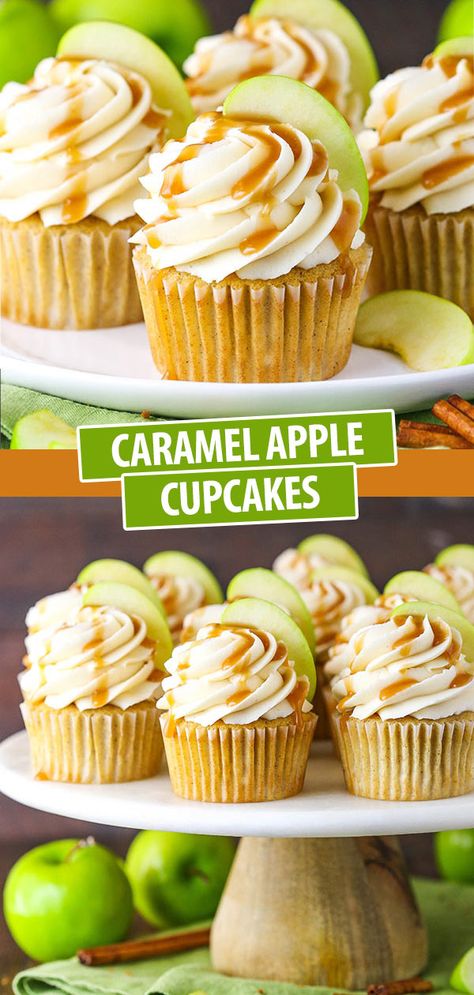 Caramel Apple Cupcakes, Apple Cupcakes, Caramel Icing, Caramel Buttercream, Apple Dessert, Homemade Caramel Sauce, Gourmet Cupcakes, Cupcake Flavors, Homemade Caramel