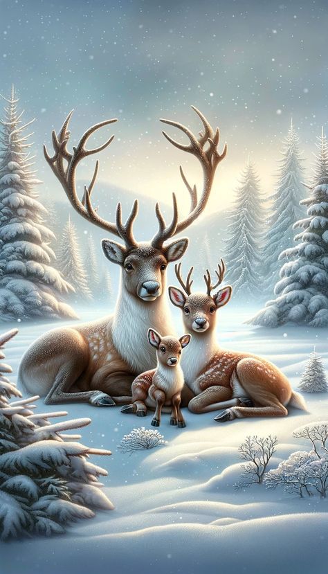 Phone Wallpaper Backgrounds, Deer Wallpaper, Winter Christmas Scenes, Deer Pictures, Christmas Wallpaper Backgrounds, Christmas Scenery, Christmas Wallpapers, Christmas Phone Wallpaper, Winter Wallpaper