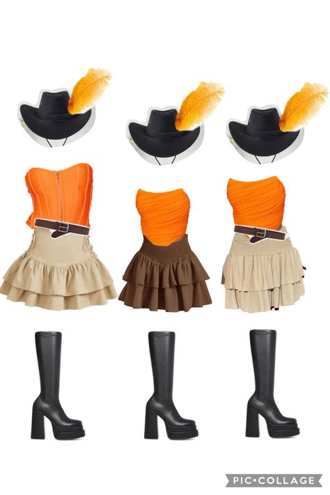 Pues In Boots Costume, Brown Skirt Halloween Costume, Pussin Boots Costume, Brown Costume Ideas, Boots Costume, Halloween Costumes Women Scary, Top Halloween Costumes, Cute Group Halloween Costumes