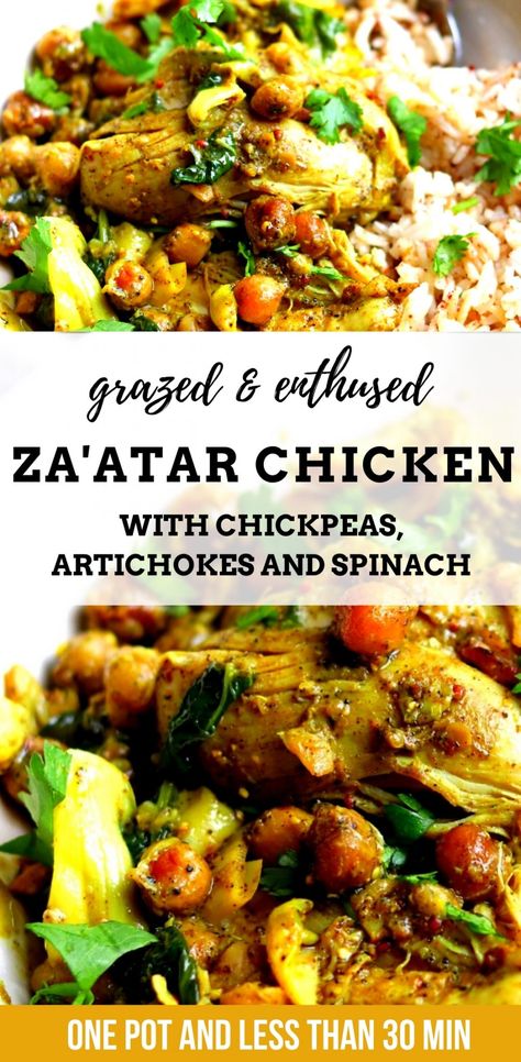 Chicken With Chickpeas, Reset Recipes, Zaatar Chicken, Zaatar Recipe, Turkey Dinners, Week Meals, Chicken Chickpea, Aip Diet, Za Atar