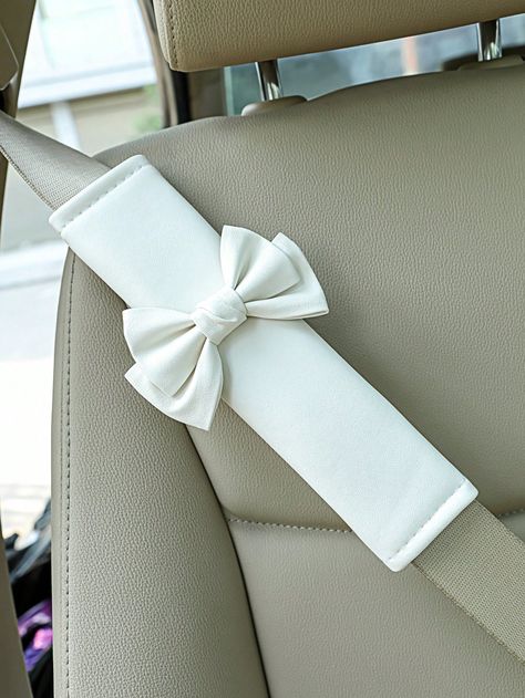 1pc Car Shoulder Seat Belt Cover With Bowknot, WhiteI discovered amazing products on SHEIN.com, come check them out! Aesthetic Car Interior Decor, Car Seatbelt Cover, Aesthetic Car Decor, Aesthetic Car Accessories, Car Bows, Car Organization Diy, Gear Shift Cover, Seatbelt Cover, Car Interior Diy