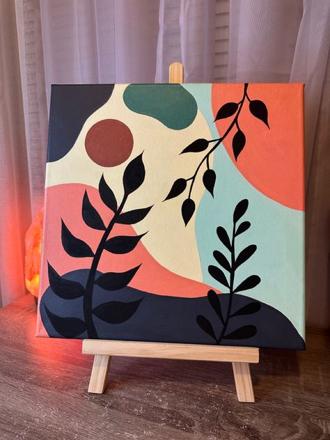 modern art, art, artist, paint, painter, canvas, plant Canvas Art Painting Ideas, Cute Canvas Art, Art Painting Ideas, Boyfriend Painting, Boho Art Painting, Canvas Aesthetic, Boho Painting, Simple Canvas Paintings, Cute Canvas Paintings