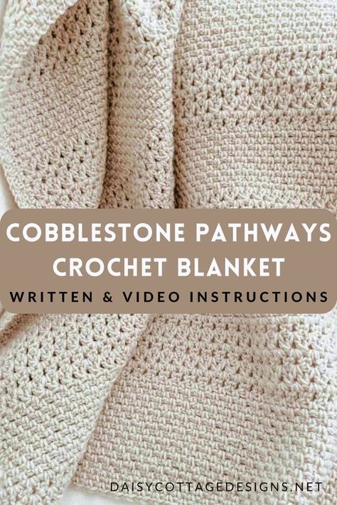 Elevate your home with this stunning crochet throw blanket pattern! Discover this gorgeous free textured design, and even watch the video tutorial to guide you through each step. Don't miss our top pick of the Cobblestone Pathways pattern – the perfect blend of style, warmth, and cozy comfort. Crochet Intermediate Patterns Free, Cobblestone Crochet Blanket, Sampler Afghan Crochet Pattern, Crochet Bed Scarf Pattern Free, Crotchet Blanket Pattern, Afgans Crochet Patterns Free Stitches, Ctc Crochet Blanket Free Pattern, Winding Road Crochet Patterns, Basketweave Crochet Blanket Free Pattern