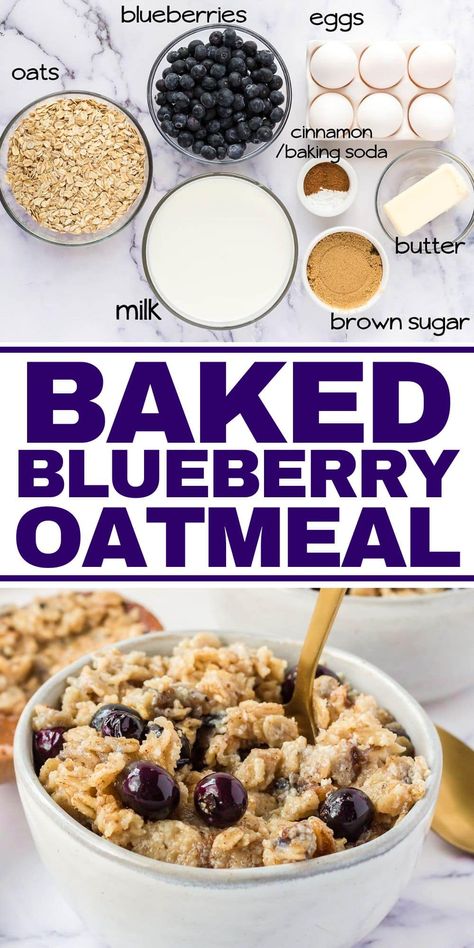 Blueberry Baked Oatmeal is a delicious and healthy breakfast, packed with a nutritious balance of protein, carbs & fiber, keeping you full all morning long! Baked Oatmeal Recipes Blueberry, Baked Oatmeal With Berries, Blueberry Baked Oatmeal Healthy, Baked Oatmeal With Blueberries, Baked Oatmeal Casserole, Baked Blueberry Oatmeal, Blueberry Baked Oatmeal, Blueberry Oatmeal Bake, Summer Fruit Recipes