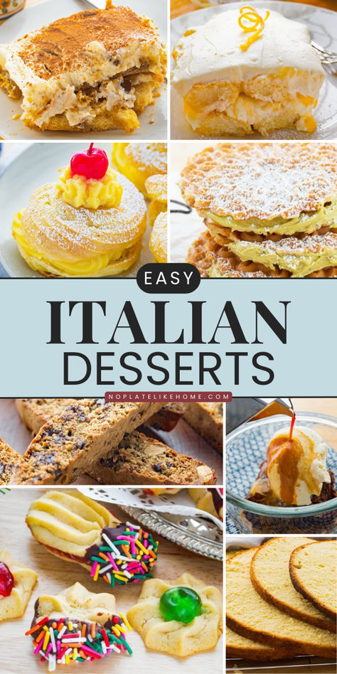 These Easy Italian Dessert Recipes are what you need for your dessert table ideas! These recipes are easy to make sweet treats from scratch perfect for any occasion. Save this pin! Easy Italian Deserts, Easy Italian Desserts For A Crowd, Italian Dessert Ideas, Dessert For Italian Dinner, Italian Inspired Desserts, Easy Italian Recipes Dessert, Desserts That Go With Italian Food, International Dessert Recipes, Easy Italian Desserts