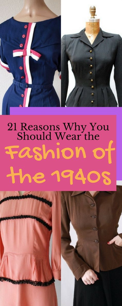 If one thing about fashion of the 1940s is for certain, it’s  that the trends in America were influenced by the pressures of World War  II. How To Dress Like The 1940s, 40s Outfits 1940s Style, Modern 1940s Fashion, 1940 Fashion Women 40s Style, 1940s Fashion Women Outfits, 1940’s Outfits, 40s Fashion 1940s Style, 1940 Fashion Women, 1940s Style Outfits