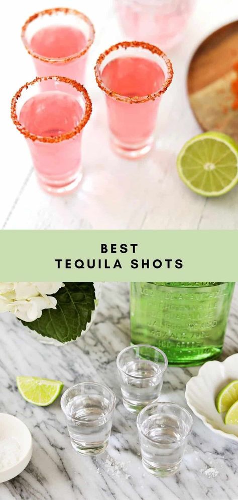 Tequila Shots - A Beautiful Mess Easy Shot Recipes, Tequila Mix, Shots Alcohol Recipes, Flavored Tequila, Lemon Drop Shots, Birthday Toast, Beer Shot, Tequila Recipe, Tequila Bar