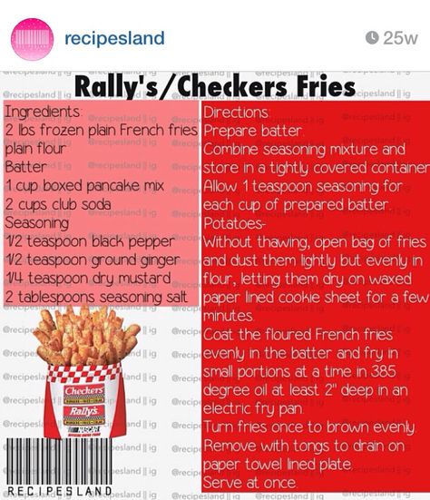 From RecipeIsland Checkers Fries Recipe, Rallys Fries Recipe, Checkers Fries, Fries Recipes, Pizza Sandwich Recipe, Crawfish Boil Party, Buttermilk Bread, Food Business Ideas, Beverage Recipes