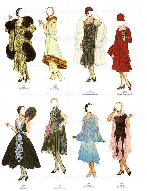 Fashion Paper Dolls, Gatsby Party Outfit, 1920 Style, Flapper 1920s, Dolls Printable, 1920s Fashion Women, Patron Vintage, Dolls Art, 1920 Fashion