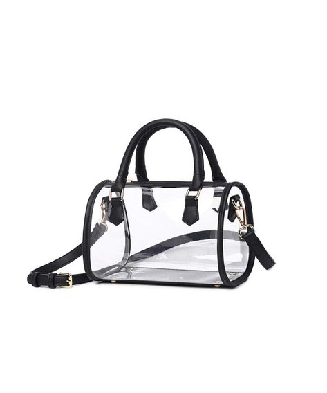 Women's Bags, Top-Handle Bags, Womens Fashion Clear Purse PVC Handbags Transparent Top Handle Bag - Black(length 26cm) - CM18GTOET73   #Women #Fashion #Bags #Handbags #Style #Top-Handle Bags Transparent Purse, Transparent Clutch, Clear Handbags, Clear Purses, Kardashian Kollection, Bags Aesthetic, Clear Bags, Womens Purses, Stylish Bag