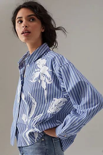 New Clothing for Women | Anthropologie Work Shirt, Work Shirts, Shirt Collar, Work Casual, Eminem, Daily Fashion, Striped Shirt, New Outfits, Designer Dresses