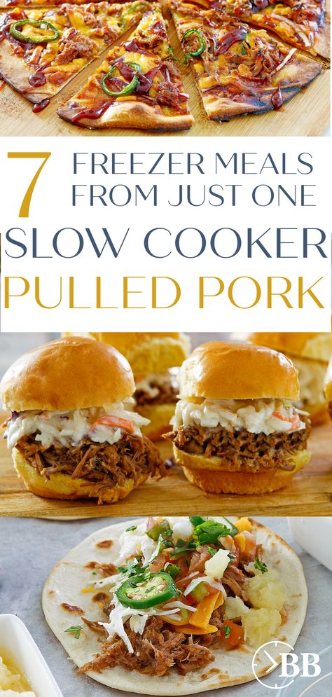 Healthy Pulled Pork Meal Prep, Cool Once Eat All Week, How To Eat Pulled Pork, Cook Once Eat All Week Recipes, Cook Once Eat All Week Dinners, Healthy Pulled Pork Recipes, Pulled Pork Freezer Meal, Pulled Pork Meals, Pulled Pork Dinner Ideas