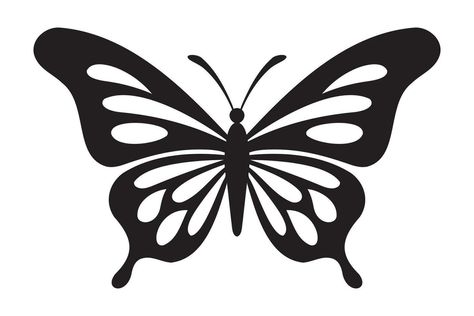 Butterfly tattoo silhouette design, Graphic black icon of butterfly isolated on white background The Butterfly Tattoo, Butterfly Topper, Cardstock Paper Crafts, Tattoo Silhouette, Butterfly Icon, Silhouette Butterfly, Butterfly Vector, Butterfly Silhouette, Butterfly Stencil