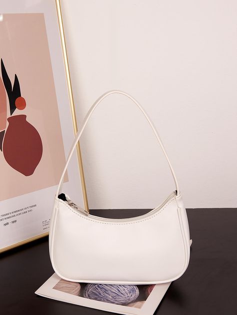 Minimalist Baguette Bag Business Casual Minimalist, Prom Bag, Tas Bahu, White Shoulder Bag, Minimalist Bag, Bags For Teens, White Purses, Bags Aesthetic, Baguette Bag