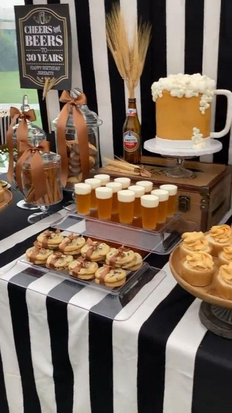 Beers and Cheers Dessert Table in 2022 | Mens birthday party, Birthday bbq, Beer birthday party 50th Birthday Party Ideas For Men, Beer Birthday Party, Surprise 30th Birthday, 30th Birthday Men, 30th Birthday Themes, 25th Birthday Parties, Mens Birthday, 30th Birthday Decorations, Birthday Bbq