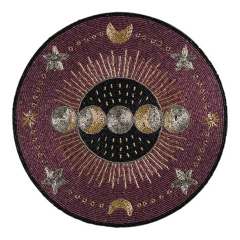 Purple Celestial Moon Phase Beaded Placemat - World Market Witchy Table, Halloween Entertaining, Halloween 2024, Halloween Inspiration, Beads And Wire, Bead Embroidery, World Market, The Purple, Moon Phases