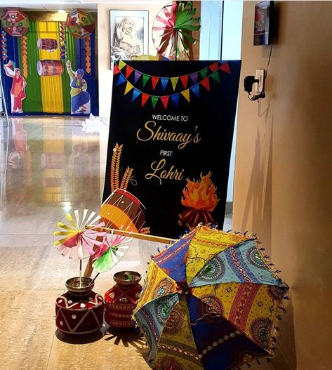 Lohri Party Decor, Lohri Decoration Ideas, Lohri Decor, Lohri Decoration, Lohri Party, Pongal Celebration, Folder Ideas, Winter Carnival, Name Plate Design