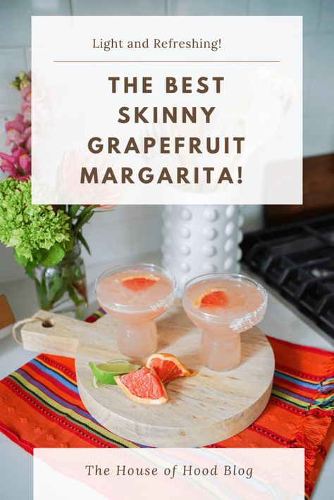 I am sharing my most favorite skinny grapefruit margarita today on the blog! They're perfect for celebrating Cinco de Mayo or to cool down in the Summer. They're super refreshing and light! #cocktail #grapefruit #margarita #cocktailrecipe #cincodemayo Pitcher Margarita Recipe, Grapefruit Margarita Recipe, Grapefruit Margarita, Margarita Salt, Grapefruit Cocktail, Simple Cocktail, Cocktail Drinks Alcoholic, Fresh Squeezed Juice, Cocktail Recipes Easy