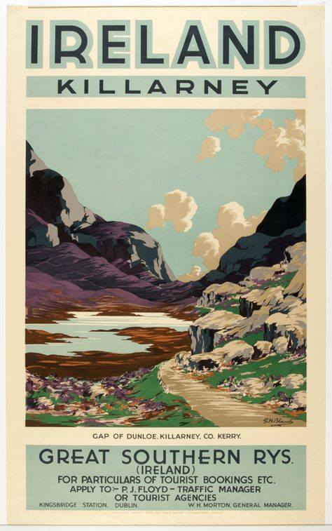 Irish Travel Posters of the 20th Century | National Museum of Ireland Tourist Agency, Killarney Ireland, Irish Travellers, British Seaside, Railway Posters, Holiday Poster, Retro Travel Poster, Killarney, Vintage Travel Poster