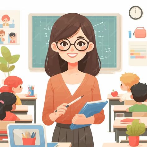 Premium Vector | A picture of a teacher with the words math on it Teacher Pictures Teaching, Teacher Doodle Drawings, Teacher Art Drawing, Drawing For Teachers Day, Teacher And Student Drawing, Teacher And Student Images, Teachers Drawing, Teachers Day Pictures, Teacher Pics