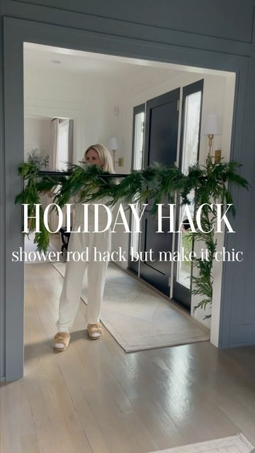 Jenna Crandall on Instagram: "I give this a 10/10. Love adding this to our hallways without having to drill or hammer. It’s damage proof. Add your own garlands, bells and lights. Looks super festive & chic in doorways. Hang your mistletoe here! ✨Comment LINKS for everything I used & this outfit. My fuzzy sandals are so comfy. Follow my shop @Jenna_Crandall on the @shop.LTK app to shop this post and get my exclusive app-only content! https://liketk.it/4pgpR #amazonmademebuyit #holidayhack #holiday #garland #homedecor #homesweethome #homedecoration #holidaydecor #holidaynails #amazonfinds" Garland Over Doorway Door Frames, Christmas Doorways Indoor, Door Way Christmas Garland, Hallway Christmas Tree, Holiday Hallway Decorations, French Door Christmas Decor, Doorway Decor Indoor, Garland In Doorways, Christmas Decor Doorway