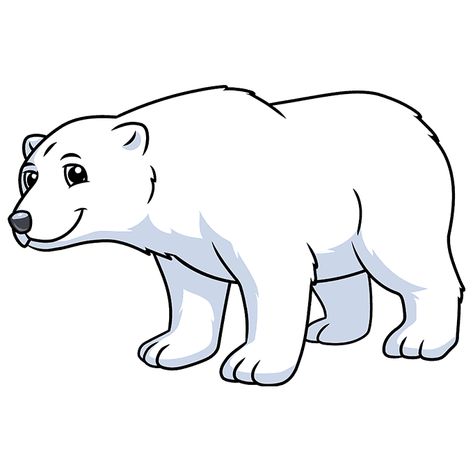 Polar Bear Cute Drawing, Polar Bear Drawing Cartoon, Polar Bear Outline Printable, How To Draw A Polar Bear, Polar Bear Drawing Easy, Bear Cartoon Images, Polar Bear Outline, Bear Face Drawing, Schnee Party