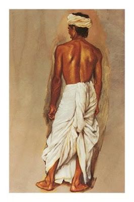 Dhoti kurta is the traditional Indian clothing of men. Dhoti is known by different names at different places such as Laacha in Punjabi, dhuti in Bangla, veshti in Tamil, panche in Kannada, mundu or veshti in Malayalam, dhotar in Marathi, and pancha in Telugu etc. Flower Pattern Drawing, Human Figure Sketches, India Clothes, India Culture, Indian Men Fashion, Figure Sketching, Indian Man, Ancient India, Indian Dress