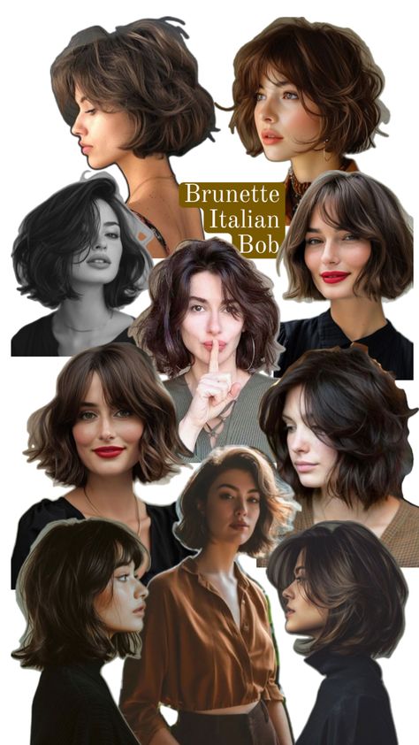 2024 Italian bob brunette hair Bob Brunette Hair, Bob Brunette, Brunette Bob Haircut, Long Hair Problems, Italian Bob, Bob Haircut Curly, Hair Inspiration Short, Edgy Short Hair, Shot Hair Styles