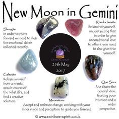 New Moon in Gemini tomorrow- Here's my crystal interpretations for the energies afoot #newmoon #gemini #crystals #crystalhealing #crystalshop #crystalhead #crystallove New Moon Crystals, Gemini Crystals, Witchcraft Grimoire, New Moon In Gemini, Moon In Gemini, Moon Activities, Moon Crystals, Lunar Energy, Crystal Uses