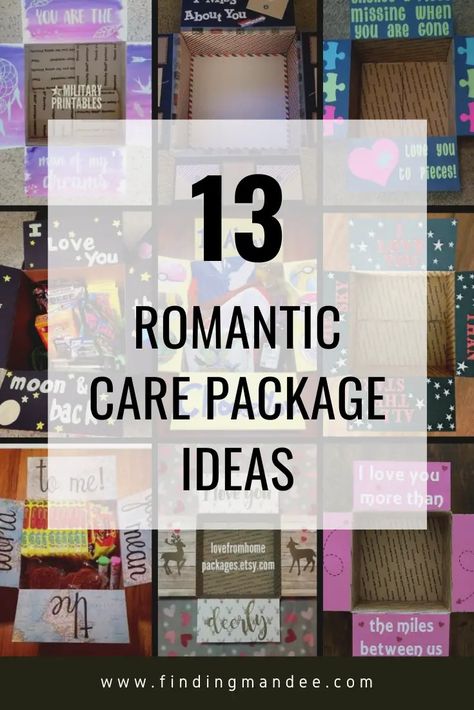 13 Loving and Sweet Care Package Ideas - finding mandee Romantic Care Package For Him, Care Package Ideas Girlfriend, Boyfriend Care Package Ideas, Long Distance Relationship Care Package For Him, Gift Package For Boyfriend, Deployment Care Packages Ideas, 1 Year Gift Ideas For Girlfriend, Care Package Ideas For Girlfriend, Care Package For Girlfriend