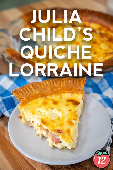 When you think of quiche, you might think of cheese (I know I do), but Julia’s Quiche Lorraine features no cheese at all. But don’t worry, you’re not going to miss it. She uses heavy cream and eggs instead to create a custard base that’s soft and silky and still so flavorful. Best Quiche Lorraine Recipe, Classic Quiche, Quiche Lorraine Recipe, Savory Breakfast Recipes, Julia Child Recipes, Breakfast Prep, Special Occasion Food, 12 Tomatoes, French Cooking