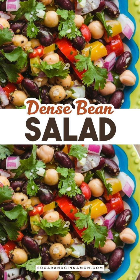 Dense Bean Salad | Sugar&Cinnamon Salad Bar Salad Recipes, Mexican Dense Bean Salad, Taco Bean Salad, Salad Bar Salads, Healthy Bean Salad Clean Eating, Cold Weather Salads, Bean And Kale Salad, Salads With Beans Healthy, Healthiest Salad Recipes