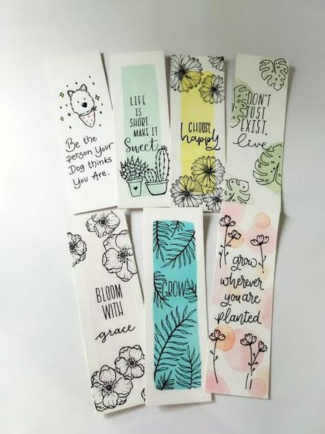 Bookmark Painting Ideas With Quotes, Easy Bookmark Drawings, Book Mark Painting Ideas Easy, Bookmarks Watercolor Easy, Easy Book Mark Ideas Aesthetic, Bookmark Watercolor Painting, Book Mark Ideas Creative Aesthetic Cute, Easy Book Marks Ideas, Doodles Bookmarks