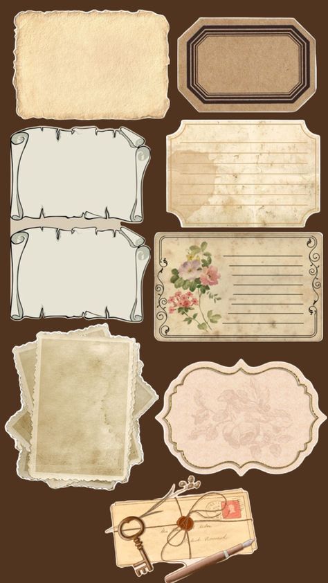 Aesthetic notes printable Vintage Aesthetic Stickers Printables, Vintage Notes, Vintage Paper Printable, Notes Printable, Book Art Projects, Vintage Scrapbook Paper, Aesthetic Notes, Graphic Design Collection, Scrapbook Printing