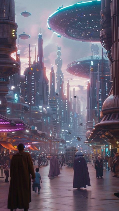 Star Wars Cities, Sci Fi Cities, Coruscant Aesthetic, Coruscant Star Wars, Future City Concept, Sci Fi City Futuristic Architecture, Futuristic People, Alien Cities, Space Cities