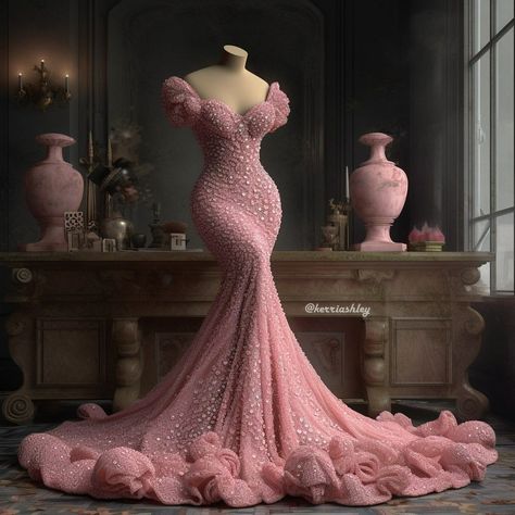 Elegant Pink Gown, Pink Mermaid Dress Wedding, Pink Wedding Gowns Mermaid, Mermaid Tail Gown, Fish Tail Dress Wedding, Diamond Encrusted Dress, Pink Extravagant Dress, Diamond Mermaid Dress, Barbie Pink Dress Gowns