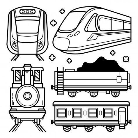 Draw Train Easy, Train Doodle Easy, How To Draw Train, Train Line Art, Train Illustration Drawing, Train Sketch Simple, Train Drawing Sketches, Easy Train Drawing, Train Drawing Simple