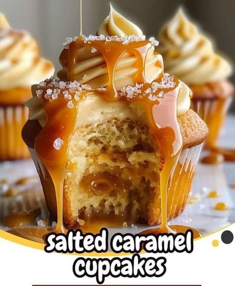 Caramel Cupcakes Recipe, Lava Cupcakes, Homemade Cupcake Recipes, Cupcakes Homemade, Salted Caramel Cupcakes, Caramel Cupcakes, Caramel Buttercream, Homemade Caramel Sauce, Homemade Cupcakes