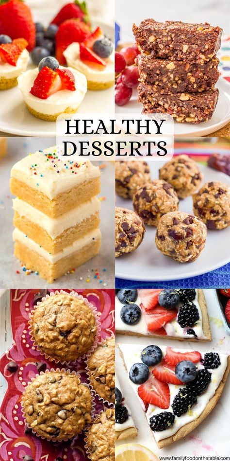 These healthy dessert recipes and ideas include everything from fruity treats to chocolate delights for some lightened up ways to satisfy your sweet tooth. Healthy Birthday Desserts, Heart Healthy Desserts, Healthy Dessert Recipes Easy, Dessert Alternatives, Fruity Treats, Healthy Summer Desserts, Dessert Aux Fruits, Diet Desserts, Healthy Sweet Treats