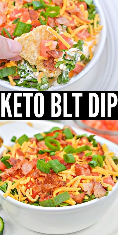 Keto BLT Dip - There is more to this dip than just bacon, lettuce, and tomatoes! This keto BLT dip is made with cream cheese and a tasty blend of spices. #keto #Ketorecipes #Ketodiet #ketobltdip #bltdip #partyfood #appetizer #BLT #lowcarbdip #diprecipes #food #recipes Keto Blt, Blt Dip, Party Appetizer, Dip Recipes, Appetizers For Party, Party Food, Lettuce, Appetizer, Keto Diet