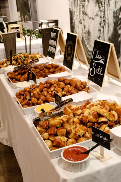 Wedding Cocktail Hour Food, Wedding Pretzels, Graduation Party Food Ideas, Grad Party Food, Graduation Party Food, Cocktail Hour Food, Pretzel Bars, Graduation Food, Wedding Snacks