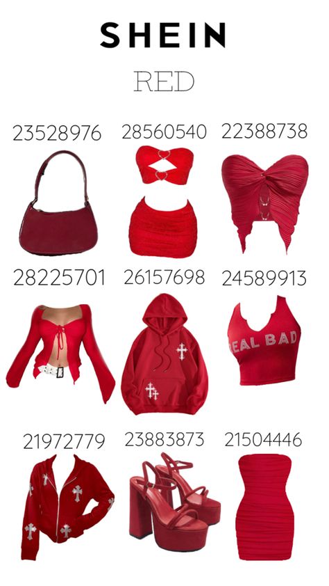 #sheincodes #shein #red #clothes Different Types Of Clothes, Dope Fashion Outfits, Types Of Clothes, Shein Fits, Red Clothes, Latina Fashion Outfits, Shein Outfits, Pretty Shirts, Looks Party