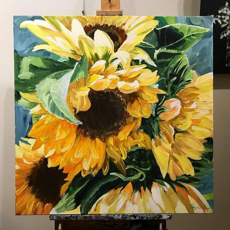 Flowers Painting Acrylic, Acrylic Painting Flowers, Flower Painting Canvas, Sunflower Art, 수채화 그림, Sunflower Painting, Painting Artist, Watercolor Flowers Paintings, Art Painting Acrylic