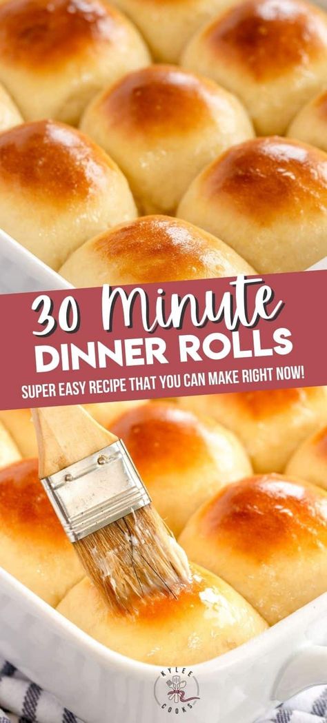 What do you do when you need dinner rolls soon, and want them to be homemade, AND you need them asap? MAKE THIS RECIPE and pull hot, fluffy rolls out of the oven in about 30 minutes. 30 Minute Dinner Rolls, Easy Homemade Rolls, Quick Dinner Rolls, Dinner Rolls Easy, Rolls From Scratch, Quick Rolls, Homemade Rolls, Homemade Bread Easy, 30 Minute Dinners