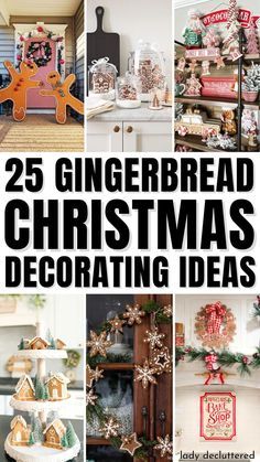 Looking for the perfect gingerbread Christmas decor ideas? With dozens of options to choose from, there’s something for every taste and style. - Lady Decluttered | Gingerbread Decor Ideas Diy Christmas Decorations For Outside Gingerbread House, Diy Gingerbread Kitchen Decor, Gingerbread Holiday Decor, Gingerbread Christmas Decor Diy Crafts, Ginger Bread Decorations Ideas, Christmas Kitchen Gingerbread Decor, Rustic Gingerbread House Decorations, Rustic Gingerbread Decor, Gingerbread Ideas For Kids