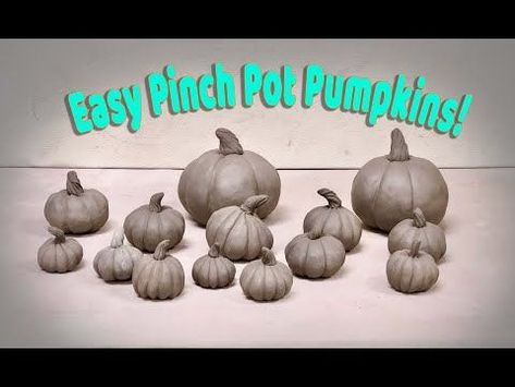 Two Ways to Make EASY Pinch Pot Pumpkins! Great for Beginners! - YouTube | Pinch pots, Clay pinch pots, Pumpkin pottery Clay Pinch Pot Pumpkins, Air Dry Pinch Pots, Pinch Pot Pumpkin Ideas, Halloween Pinch Pots, Air Dry Clay Pottery Ideas For Beginners, How To Make A Pinch Pot, Clay Pumpkins Diy, Pumpkin Pinch Pot, Pinch Pot Pumpkins