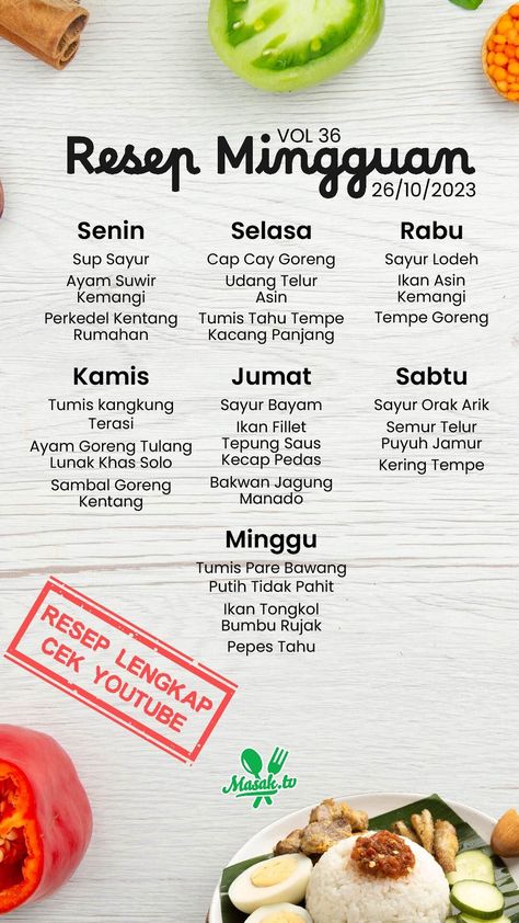 Yuk yuk yang mau coba berbagai resep yang cocok untuk keluarga bisa banget bikin masak dengan resep yang udah kita pilihin spesial buat kamu! Meal Planning Menus, Culinary Cooking, Berbuka Puasa, Healthy Food Menu, Resep Diet, Makanan Diet, Healthy Homemade Recipes, Food Combining, Catering Food