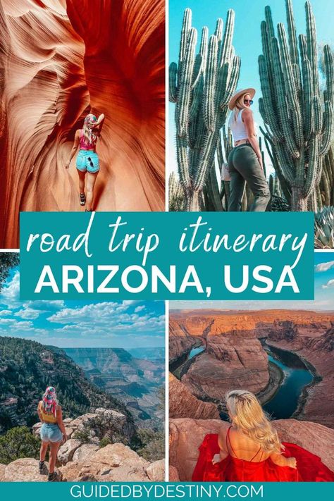 This epic 7-day Arizona road trip itinerary starts in Phoenix and goes all the way up to Page. It includes the best things to do in Sedona, the best things to do in Phoenix, the best things to do in Flagstaff, visiting the Grand Canyon, Antelope Canyon, Sedona wineries and more! This is one of the best road trips out west. It's also a great fall road trip itinerary. Road Trip From Phoenix To Grand Canyon, Sedona Grand Canyon Itinerary, Arizona Itinerary Road Trips, Sedona And Grand Canyon Itinerary, 1 Week Arizona Itinerary, Phoenix To Grand Canyon Road Trip, Phoenix Arizona Itinerary, Phoenix To Sedona Road Trip, Arizona Road Trip Itinerary